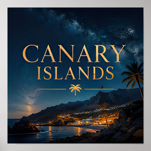 Affiche Village côtier coloré des îles Canaries (Devant)