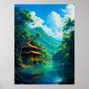 Affiche Village dans l'étreinte de la nature