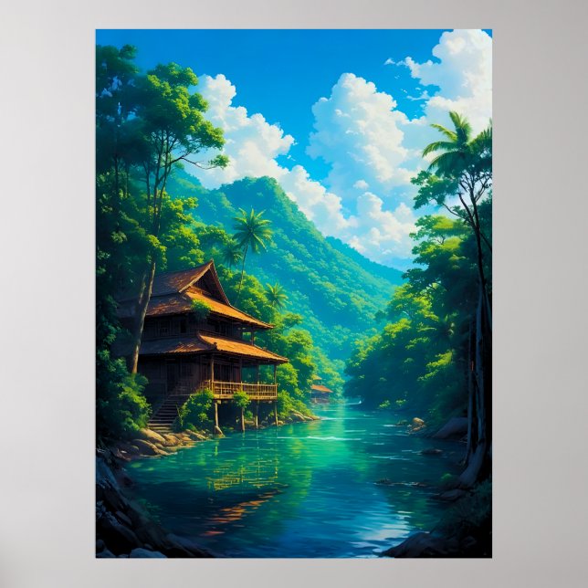 Affiche Village dans l'étreinte de la nature (Devant)