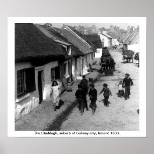 Affiche Village de Claddagh - Galway Irlande 1903
