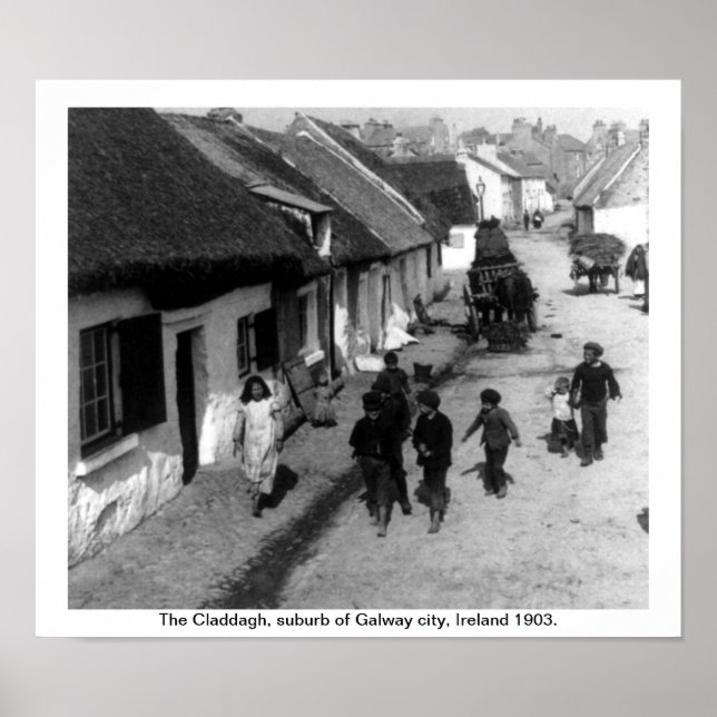 Affiche Village de Claddagh - Galway Irlande 1903 (Devant)