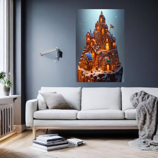 Affiche Village de Gingerbread cool | Art AI