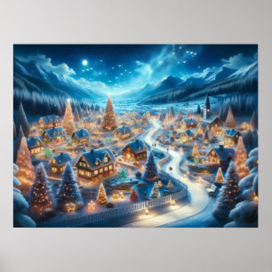 Affiche Village de Noël Enchanteur la Nuit
