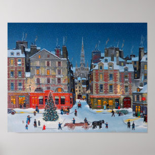 Affiche Village de Noël victorien vintage
