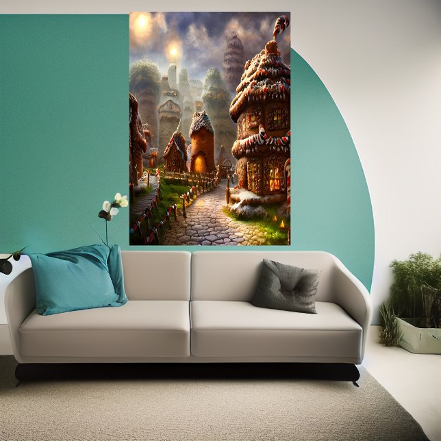 Affiche Village de pain d'épices à Valhalla | AI Art Poste (Créateur téléchargé)