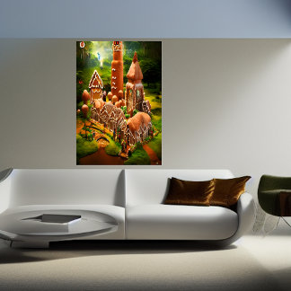 Affiche Village de pain d'épices dans l'amazone | AI Art P