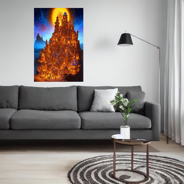 Affiche Village de pain d'épices la nuit | Art AI (Créateur téléchargé)