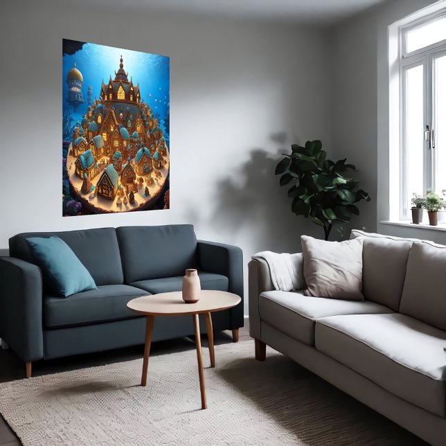 Affiche Village de pain d'épices sous la mer | Art AI (Créateur téléchargé)