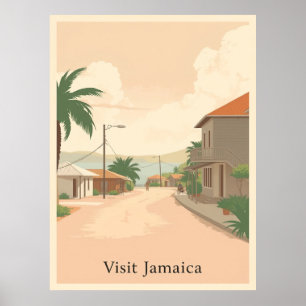 Affiche Village de Somerset, Jamaïque – Illustration vinta