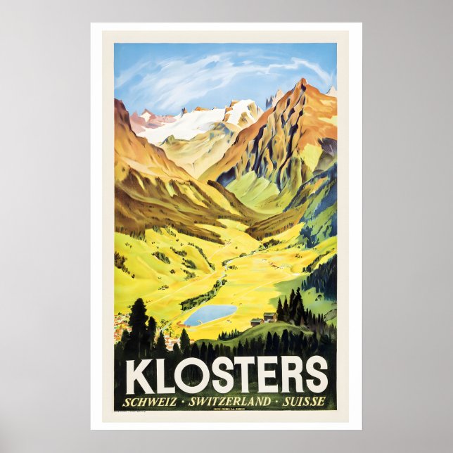 Affiche Village de station alpine de Klosters Graubünden (Devant)