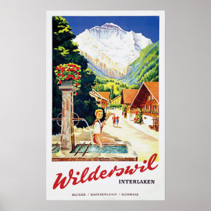 Affiche Village de Wilderswil, Interlaken, Suisse