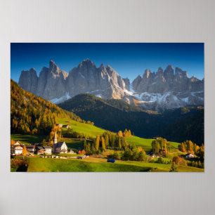 Affiche Village des Dolomites à l'affiche de l'automne