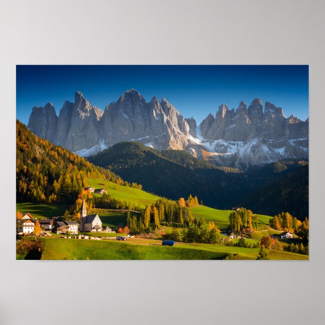 Affiche Village des Dolomites à l'affiche de l'automne (Devant)