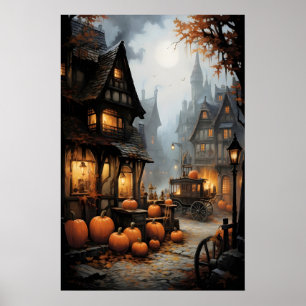 Affiche Village d'Halloween Imprimé, Vieille Allemagne, So