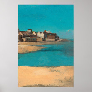 Affiche Village en bord de mer en Bretagne par Odilon Redo