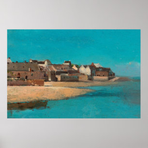 Affiche Village en bord de mer en Bretagne par Odilon Redo