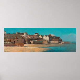 Affiche Village en bord de mer en Bretagne par Odilon Redo