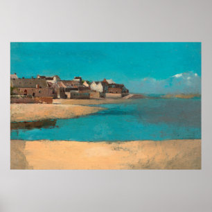 Affiche Village en bord de mer en Bretagne par Odilon Redo