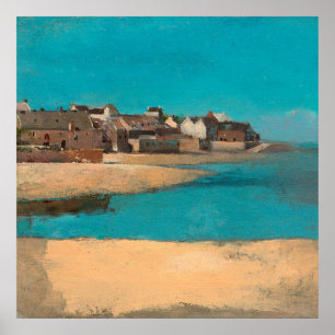Affiche Village en bord de mer en Bretagne par Odilon Redo