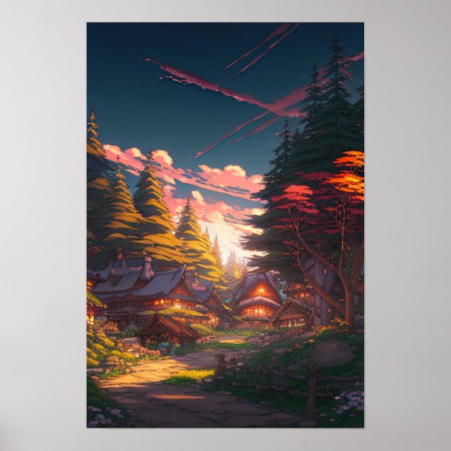 Affiche Village enchanté, une perle cachée dans la forêt (Devant)