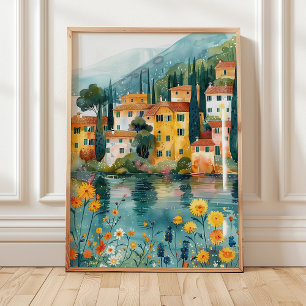 Affiche Village fantaisiste au bord des lacs italiens - Im