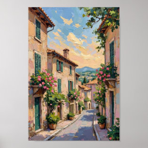 Affiche Village français vintage Art de voyage