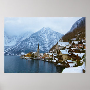 Affiche Village Hallstatt Sur Le Lac - Salzbourg Autriche
