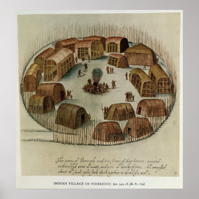 Affiche Village indien de Pomeiooc (Devant)