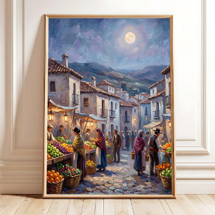 Affiche Village Lumineux de Campagne