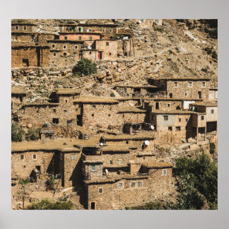 Affiche Village marocain traditionnel, architecture archiv