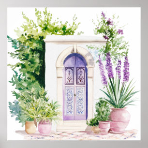 Affiche Village marocain Watercolor Boho