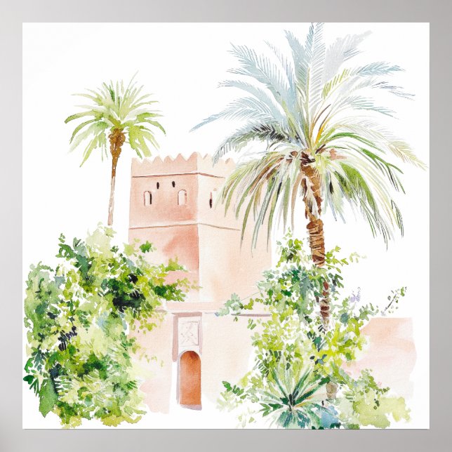 Affiche Village marocain Watercolor Boho (Devant)