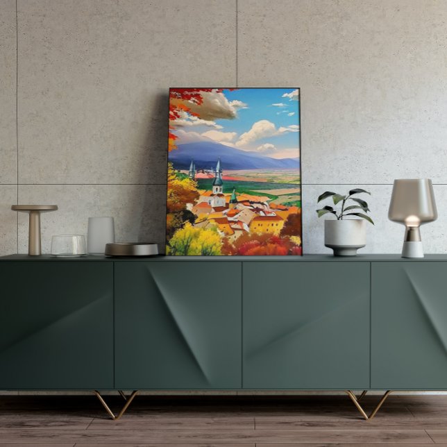 Affiche Village médiéval avec peinture naturelle (Créateur téléchargé)