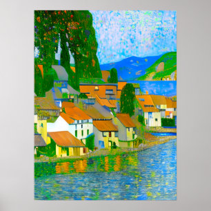 Affiche Village méditerranéen impressionniste au bord de l