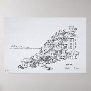 Affiche Village perché de Nonza   Corse, France