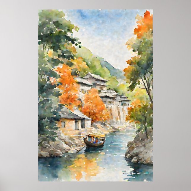 Affiche Village riverain asiatique (Devant)