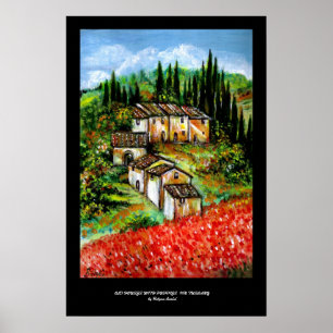 AFFICHE VILLAGE RUSTIQUE ANTIQUE EN TOUSCANE
