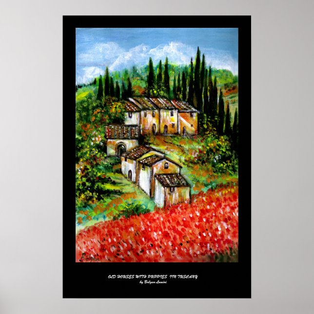 AFFICHE VILLAGE RUSTIQUE ANTIQUE EN TOUSCANE (Devant)