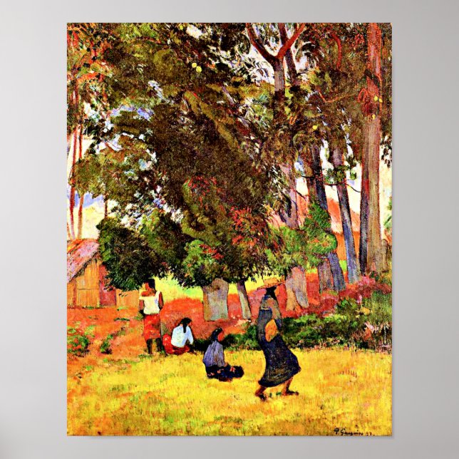 Affiche Village tahitien, célèbre peinture de Paul Gauguin (Devant)