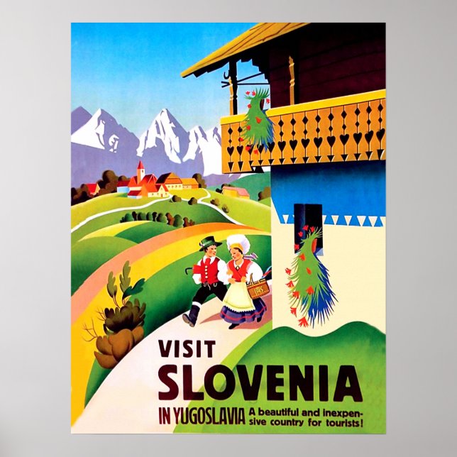 Affiche Village traditionnel en Slovénie, Yougoslavie (Devant)