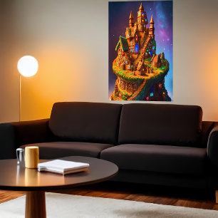 Affiche Village unique de pain d'épices Art AI