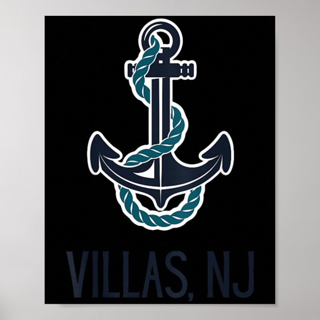 Affiche Villas Cape May New Jersey Bateaux à l'ancre Voile (Devant)