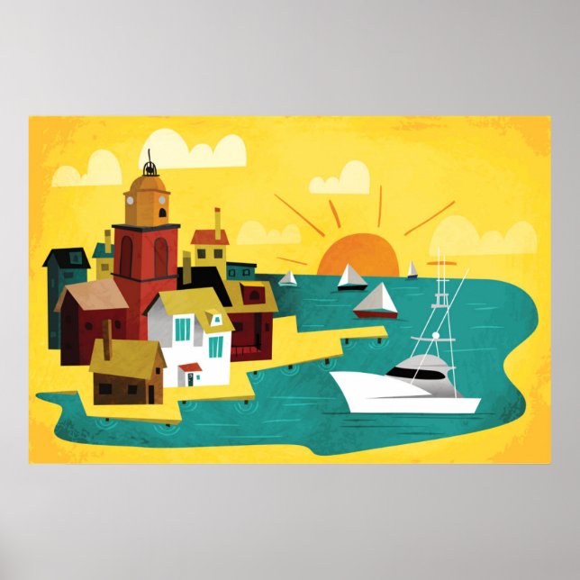 Affiche Ville Abstraite de Port (Devant)