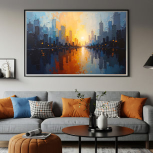 Affiche Ville au coucher du soleil