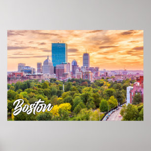 Affiche Ville De Boston, Massachusetts, États-Unis