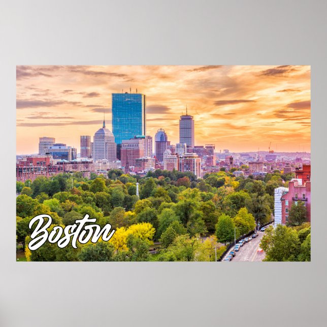 Affiche Ville De Boston, Massachusetts, États-Unis (Devant)