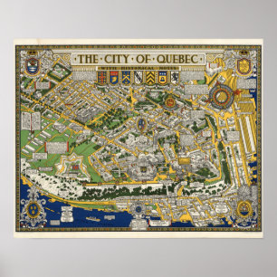 Affiche Ville de carte du Québec