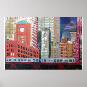 Affiche Ville de Chicago avec El Train