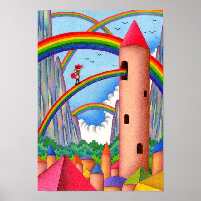 Affiche Ville de l'arc-en-ciel aux sept couleurs. (Devant)