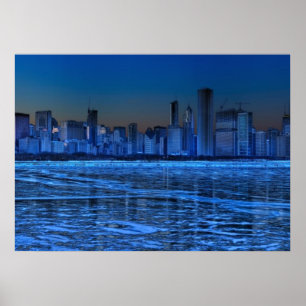 Affiche Ville de larges épaules et lac Michigan